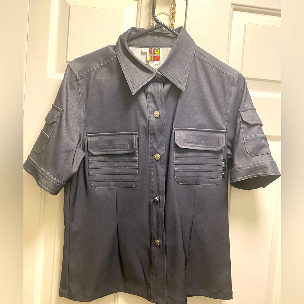 Storms RM#91957 Women’s Grey Multi Pockets Tactical Short Sleeves Shirt SZ Large